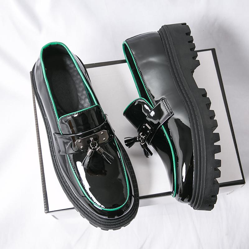 Fashion Designer Brand Men's Shiny Leather Shoes Thick Soled Wear-resistant Banquet Formal Shoes Interview Business Shoes for Men’s