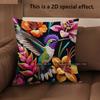 2D Vintage Hummingbird Floral Throw Pillow Covers Pattern Cushion Cover Suitable For Sofa Bedroom Car Pillow Cover
