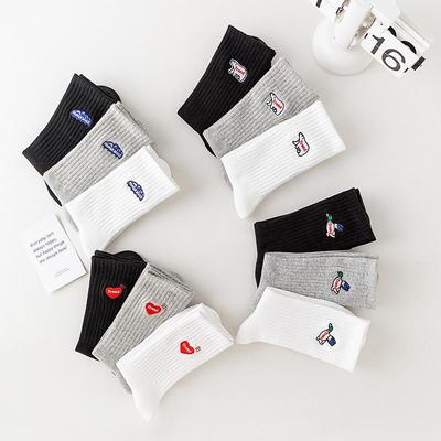 Trendy Mid-Calf Street Style Socks for Men & Women, Embroidered Sports, Couple's Fashion Inspired by Shawn Yue. Versatile and Stylish!