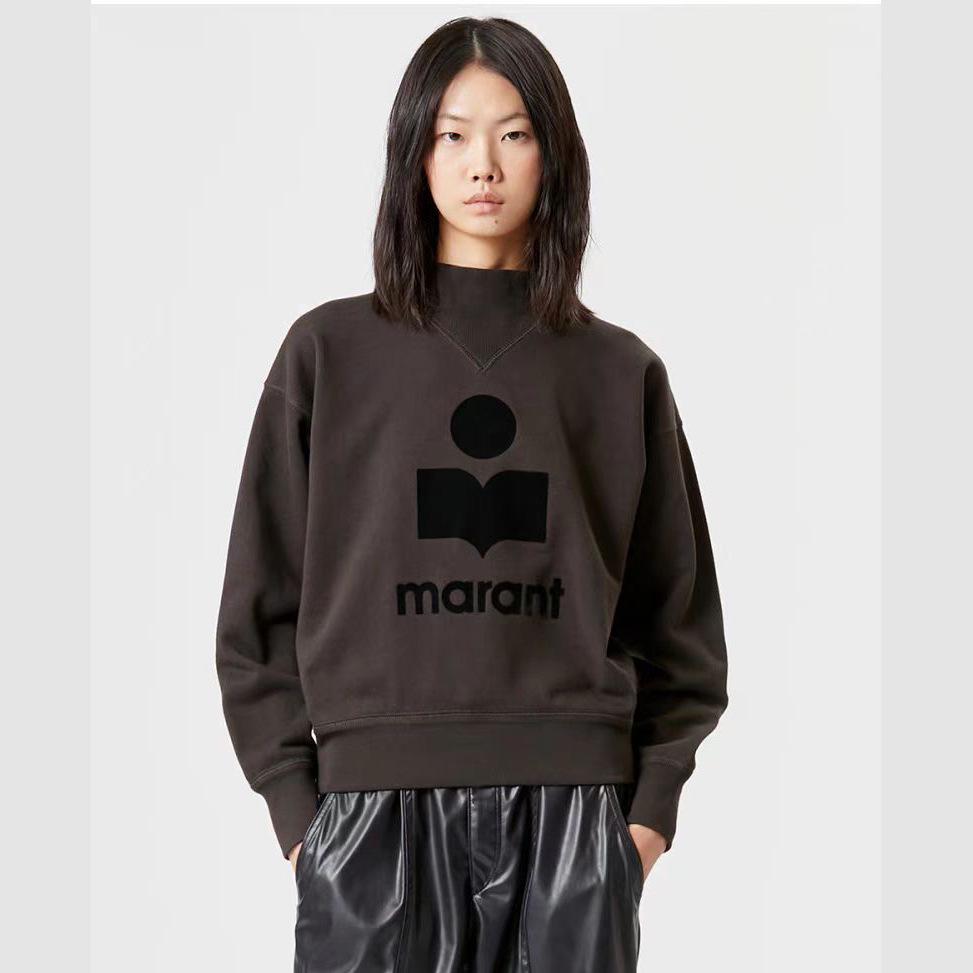 Nová zimní dámská bavlněná mikina s flockovaným logem a stojáčkem - evropský a americký styl