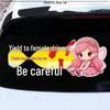 Reflective Cute Cartoon Text Sticker: 'Yield to Female Drivers' - Waterproof Rear Windshield Accessory