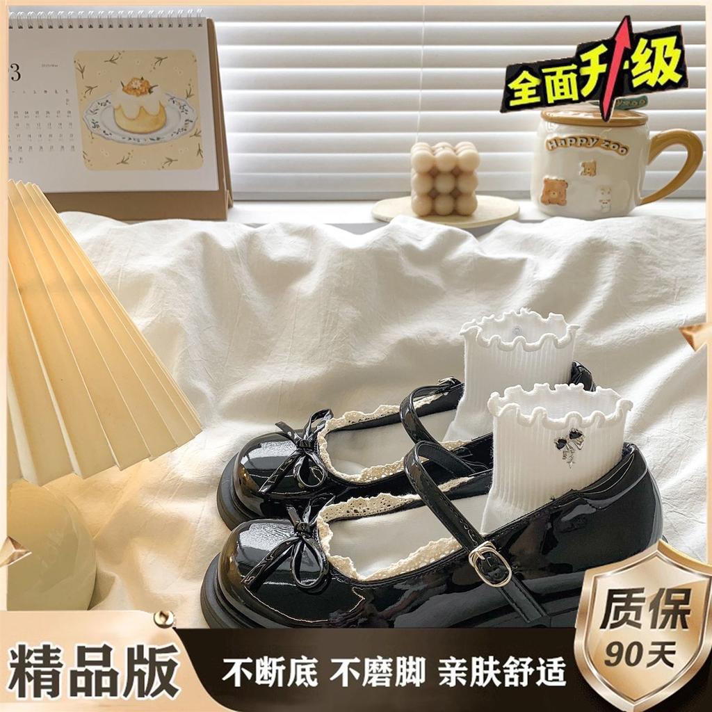French round head bow thick heel Mary Jane shoes summer 22 new jk British style small leather shoes