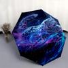 Snow Leopard, Cosmic Energy Theme 8 Bone Hand Automatic Folding Fashion umbrella, Compact and Portable Design, A Perfect Gift for Birthday,
