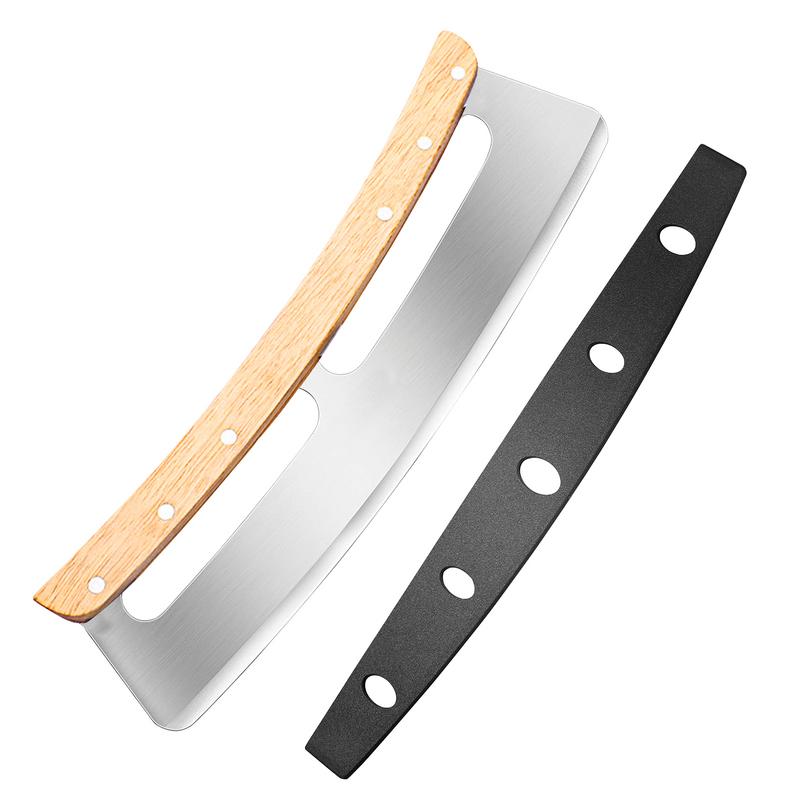 Stainless Steel Pizza Cutter - Easy To Clean Pizza Slicer Wheel with Wooden Handles Professional Pizza Knife Kitchen Tool