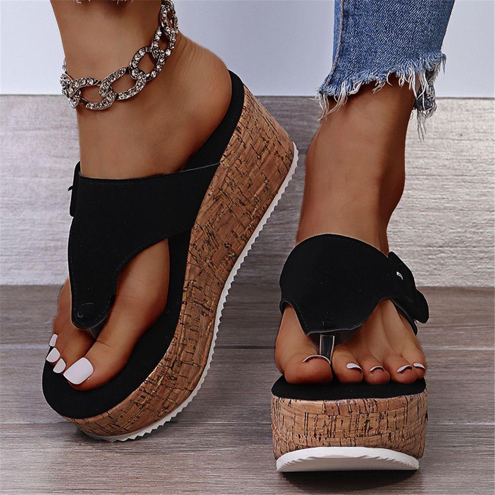 Summer Platform Slippers Women Buckle Wedges Shoes Slippers Woman Bottom Sandals Flip Flops Shoes Spring Slope Heel