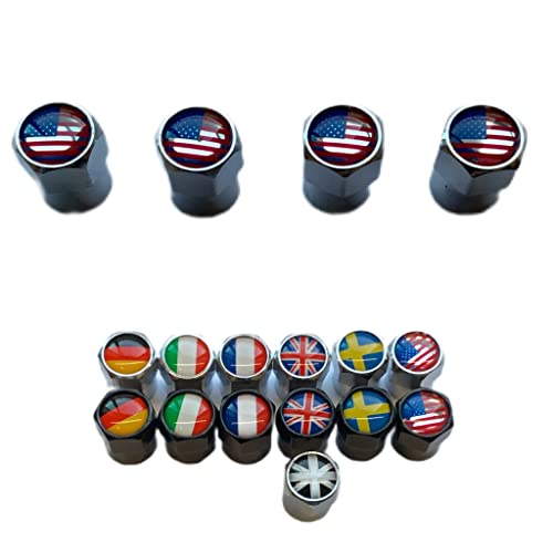 

Колпачки вентилей шин Roost из алюминия Колпачки вентилей для шин и колесных дисков Флаг Франции Флаг Германии Флаг Великобритании для американского автомобиля Американский автомобиль Jeep 4 шт. (Америк