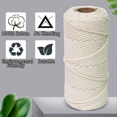 Weiße Makramee-Baumwollschnur, natürliches Baumwollseil, gedrehte weiche Baumwollschnur, DIY-Wandbehang, Pflanzenaufhänger, Basteln, Stricken, Bastelschnur