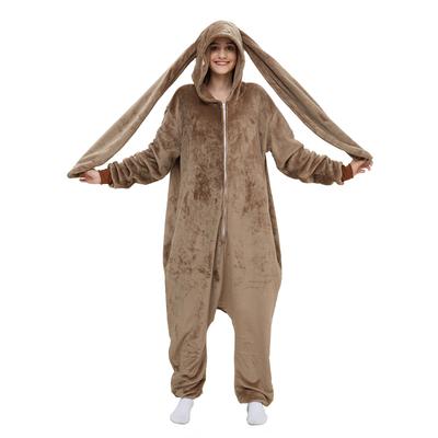Halloweenský Cosplay Kostým Dámské Onesies Králičí Kigurumi Flanelové Pyžamo s Nohama Zvířecí Jednodílný Kostým Vánoční Domácí Oblečení