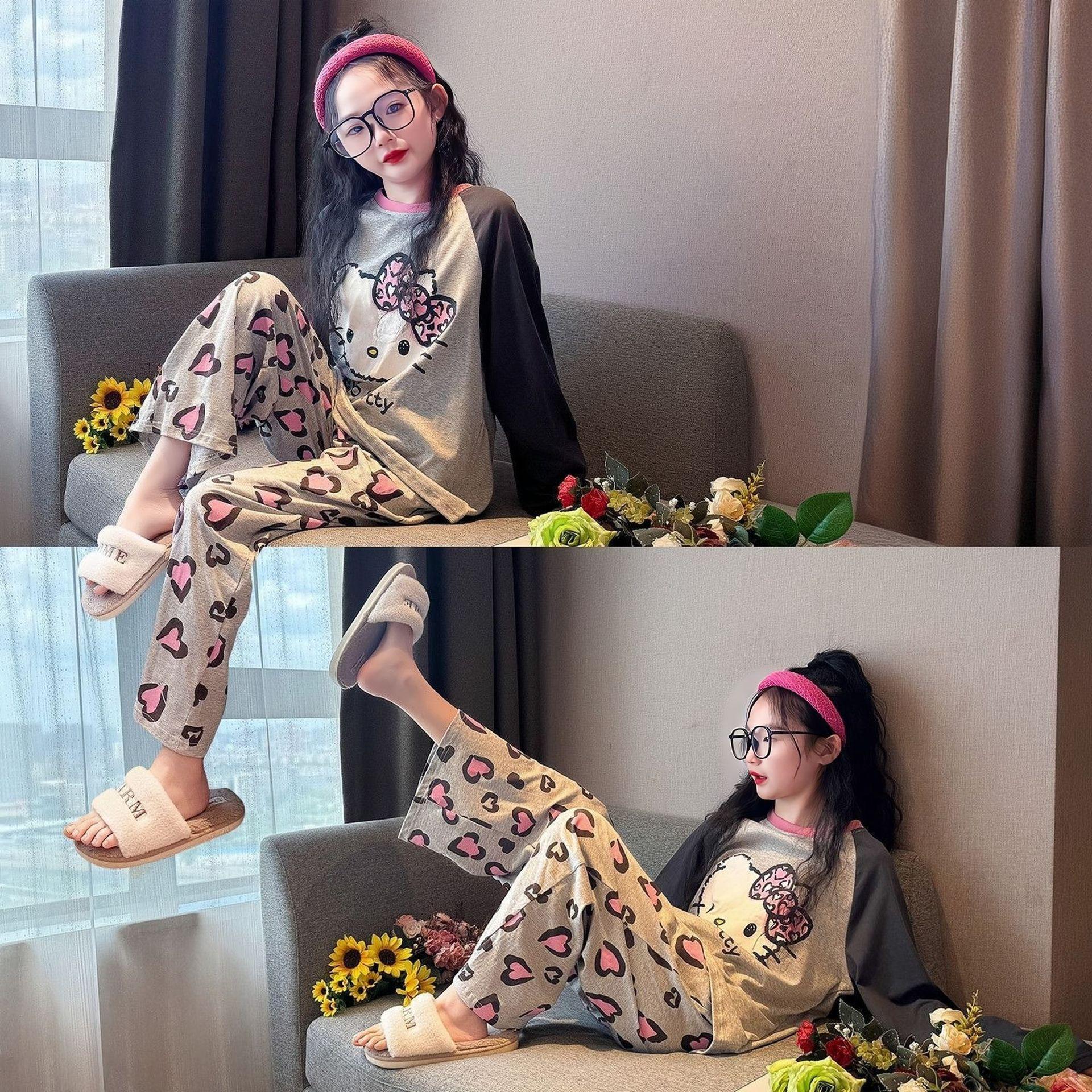Девочковый пижамный комплект с длинным рукавом в стиле принцессы (Средний-Большой) 16 - Height 138-148cm