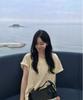 Seuteulaipeumagalin Margarine One-Shoulder Applique Logo Short Sleeve Lemon