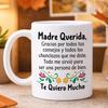 1pc Spanish Madre Querida Mug"to Dear Mother" Ceramic Coffee Cup with Spanish Text Quote, Dishwasher Suitable for Hot/Cold Drinks, Gift for Mom, Mama,