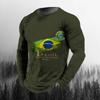 Vintage brazilská vlajka 3D tisk podzimní pánské tričko s výstřihem do O Neformální triko s dlouhým rukávem oversized triko módní pulovr Muži oblečení