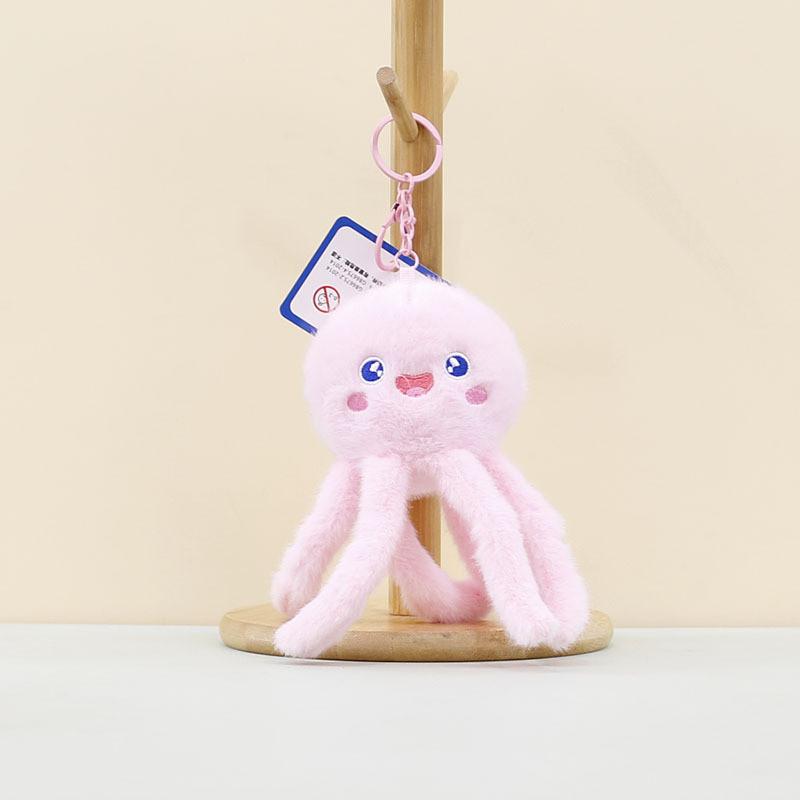 Cute Marine Animal Plush Jellyfish Hanging Pendant Soft Octopus Keyring Toy