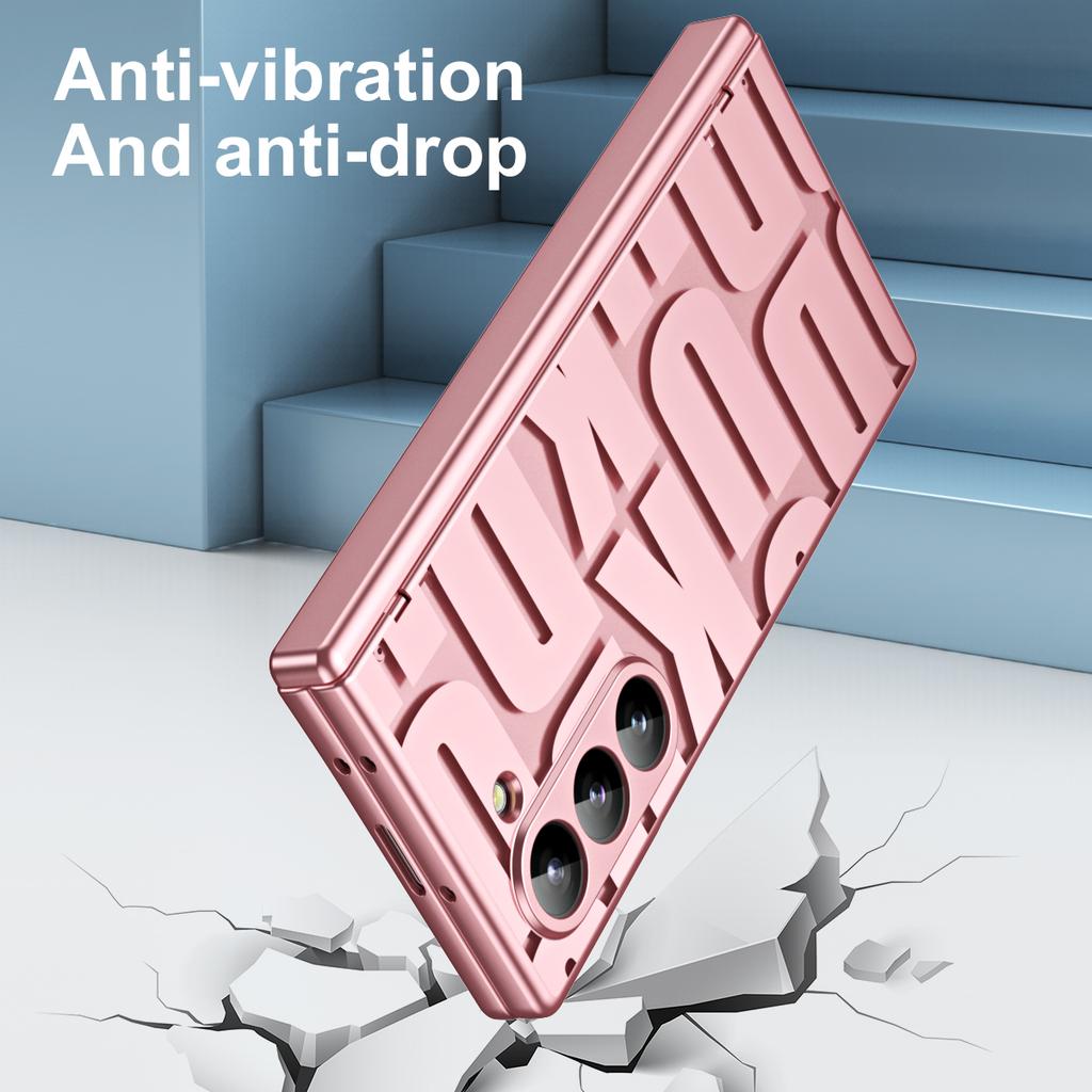 For Samsung Galaxy Z Fold6 5G Case Electroplating PC Phone Cover with Tempered Glass Film