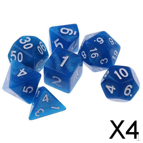 

4x 7 шт. Многогранные кубики для ролевых игр Dungeons and Dragons, синие