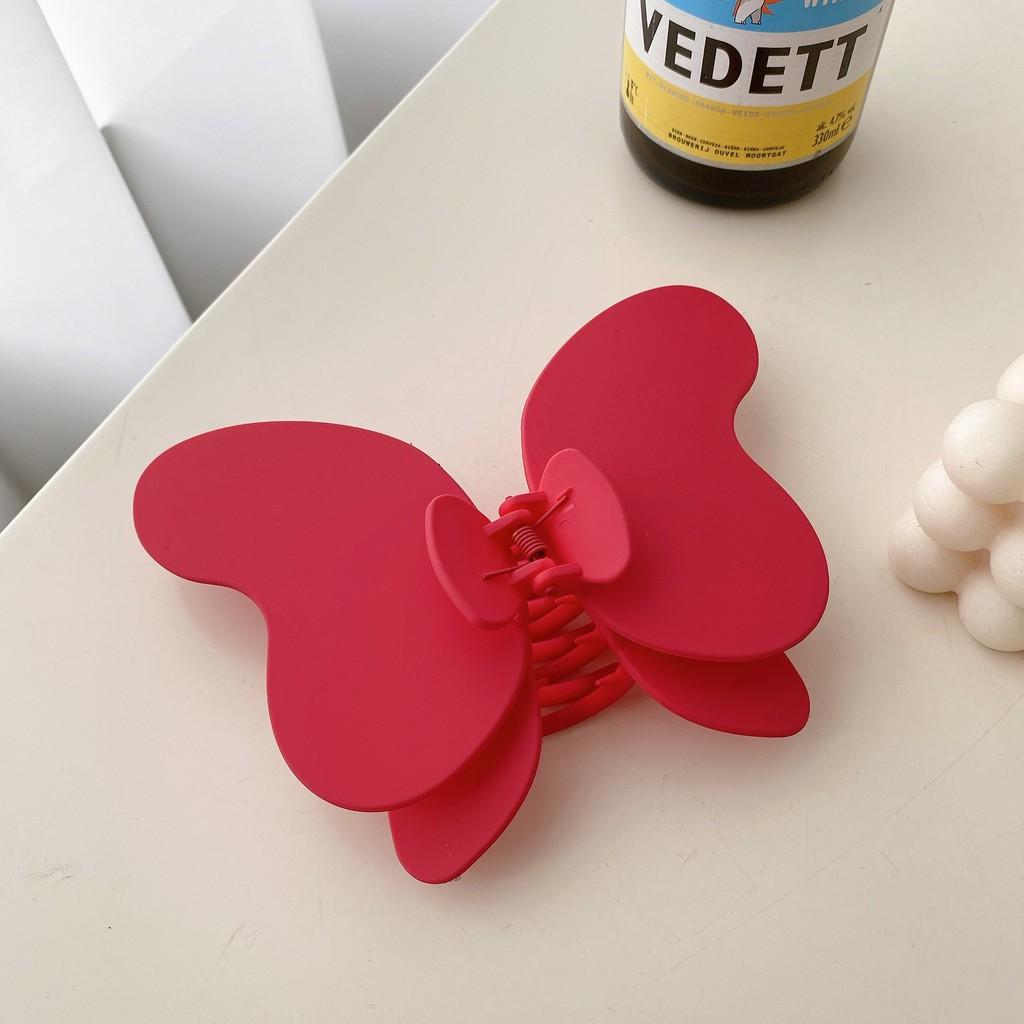 Gorgeous Oversized Butterfly Hair Claw Clip Stylish Hair Ornament For Elegant Updo Hairstyles Blush Red