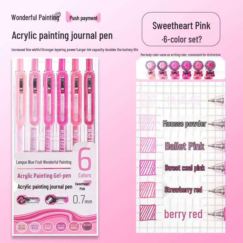 Sweetheart Pink Acrylic Planner & Drawing Pen for Students - High Color Neutral Pen