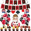 Poker Casino Theme Birthday Party Supplies: Cake Toppers, Balloons, Disposable Cups & Plates.