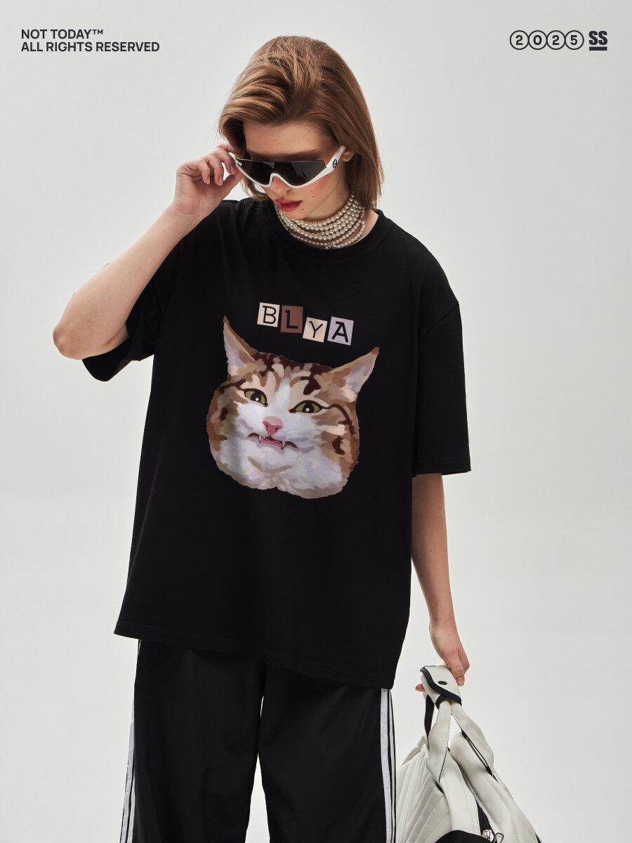 Cotton T-shirt with Design Heroes print S