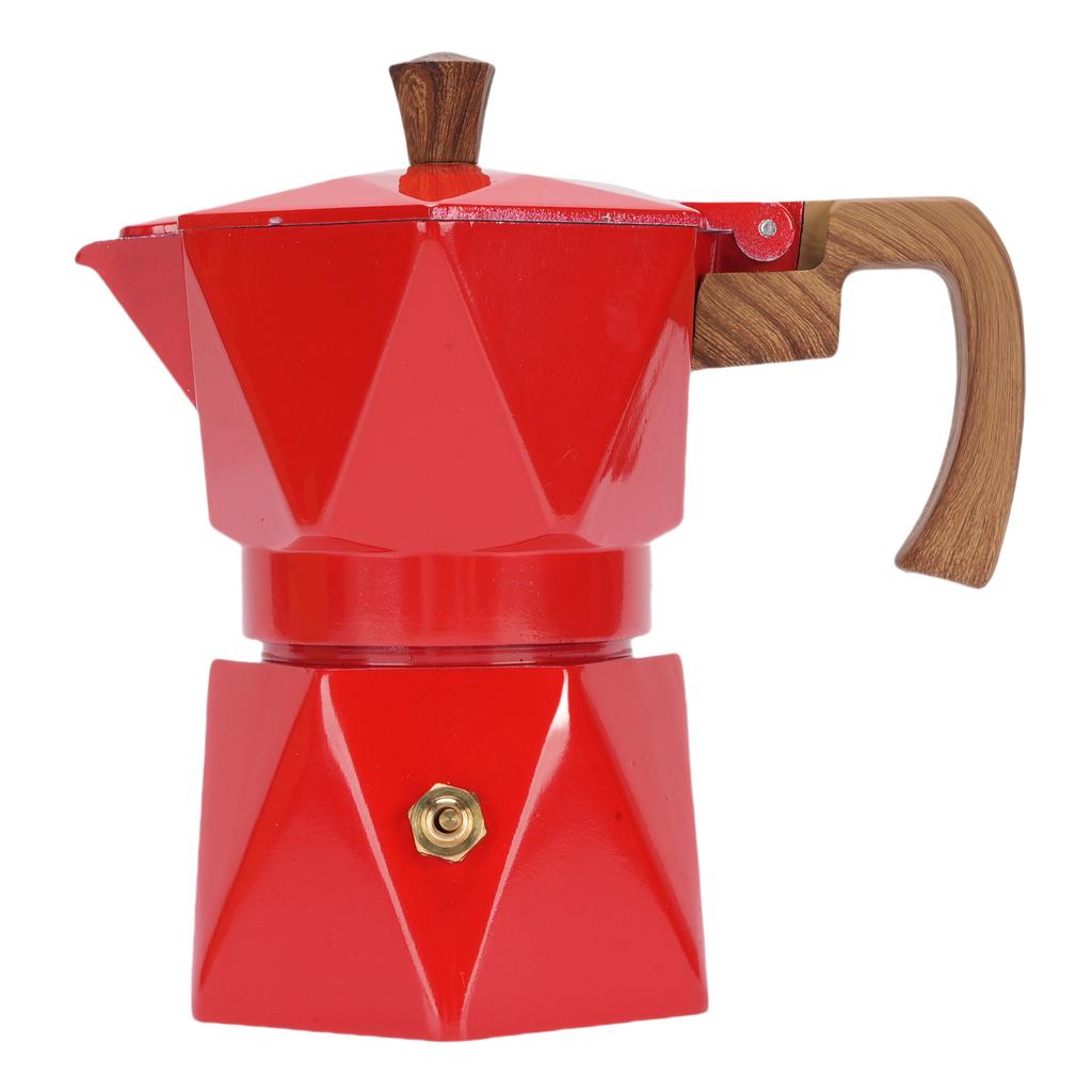 Italian Coffee Maker Aluminum Dual Valve 2 Cup 3D Stovetop Coffee Maker Pot for Cuban Cafe Brewing Home Camping Red