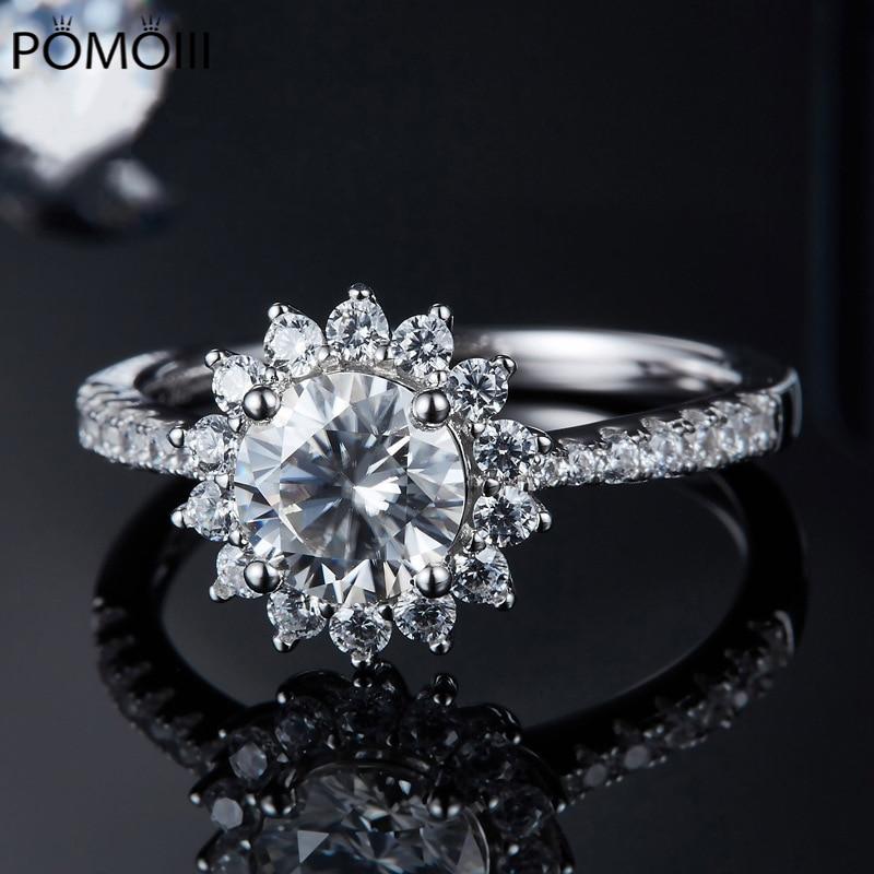 Real 1 Ct Moissanite Rings For Women 100% 925 Sterling Silver Wedding Party Ring Sparkling Ring Female Fine Jewelry