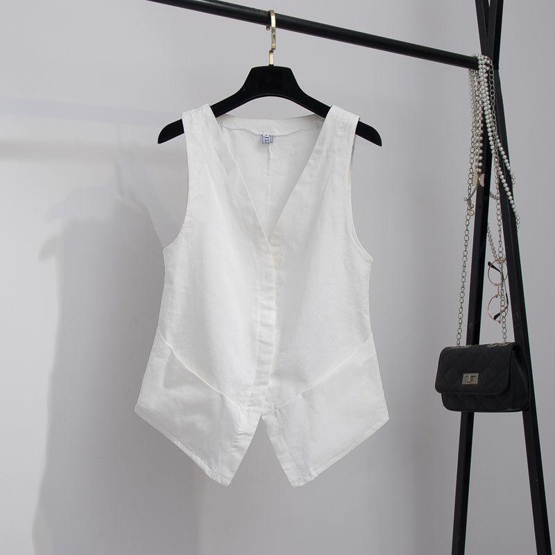 Women's Vest Coat Solid Color Sleeveless Spring and Summer Loose Casual Waistcoats
