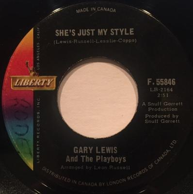 7inch Record GARY LEWIS & THE PLAYBOYS - She's Just My Style F55846 LIBERTY 1965 Canada Rock Used