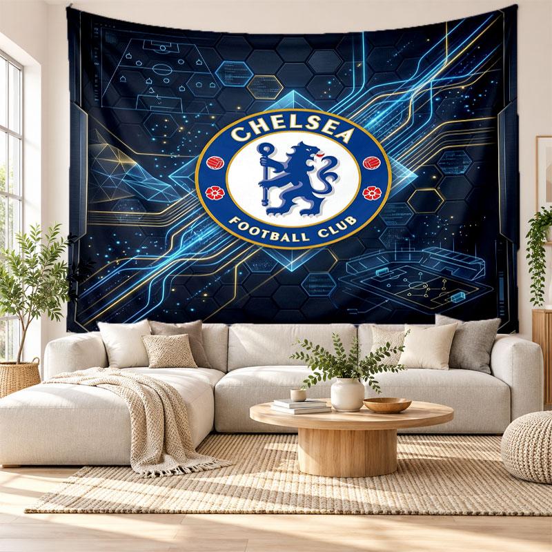 Tapeçaria de Parede do Chelsea FC, Pendente de Parede em Tecido Macio, Fundo Decorativo Para Quarto Arte de Parede para Casa