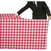 Gatherfun 3PCS Red White Gingham Rectangular Waterproof Tablecloth 54X108Inch Disposable Plastic Table Cover with Gold Stamping for Easter Picnic