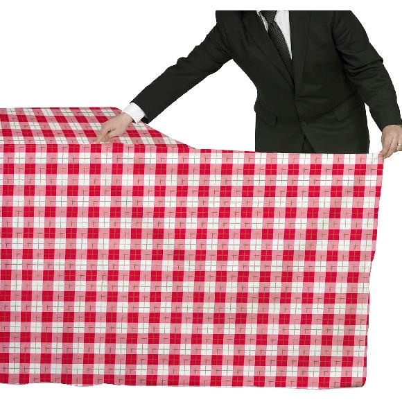 Gatherfun 3PCS Red White Gingham Rectangular Waterproof Tablecloth 54X108Inch Disposable Plastic Table Cover with Gold Stamping for Easter Picnic