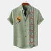 Camicia da uomo vintage con stampa etnica a maniche corte con colletto Camicie estive da uomo oversize Moda Casual Streetwear