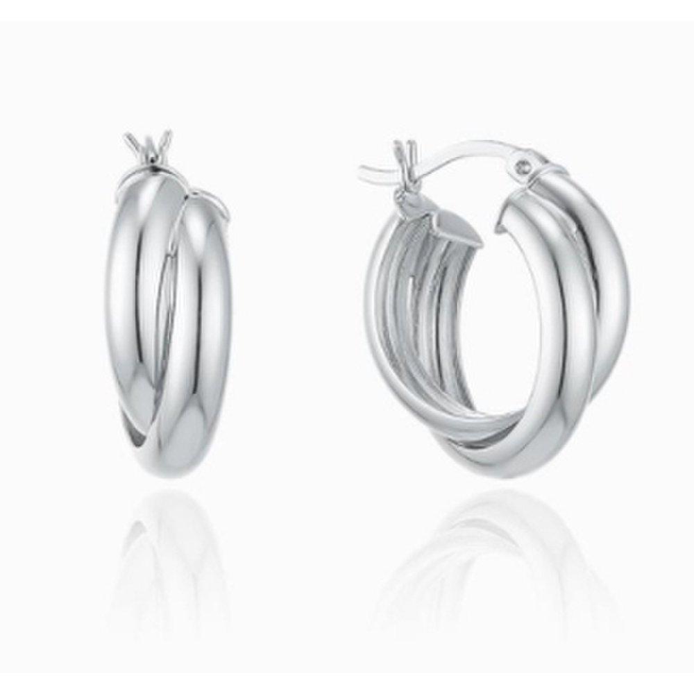 Vermeil double-layer volume ring earrings in white