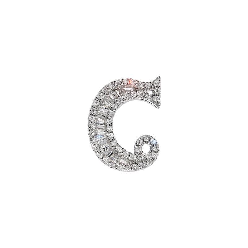Korean Style Cubic Zirconia Letter Brooch - Fashionable Anti-exposure Collar Pin