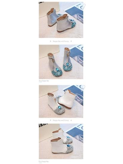 2025 Dívčí křišťálové kotníkové boty - Fleecem podšité boty s měkkou podrážkou pro malé princezny