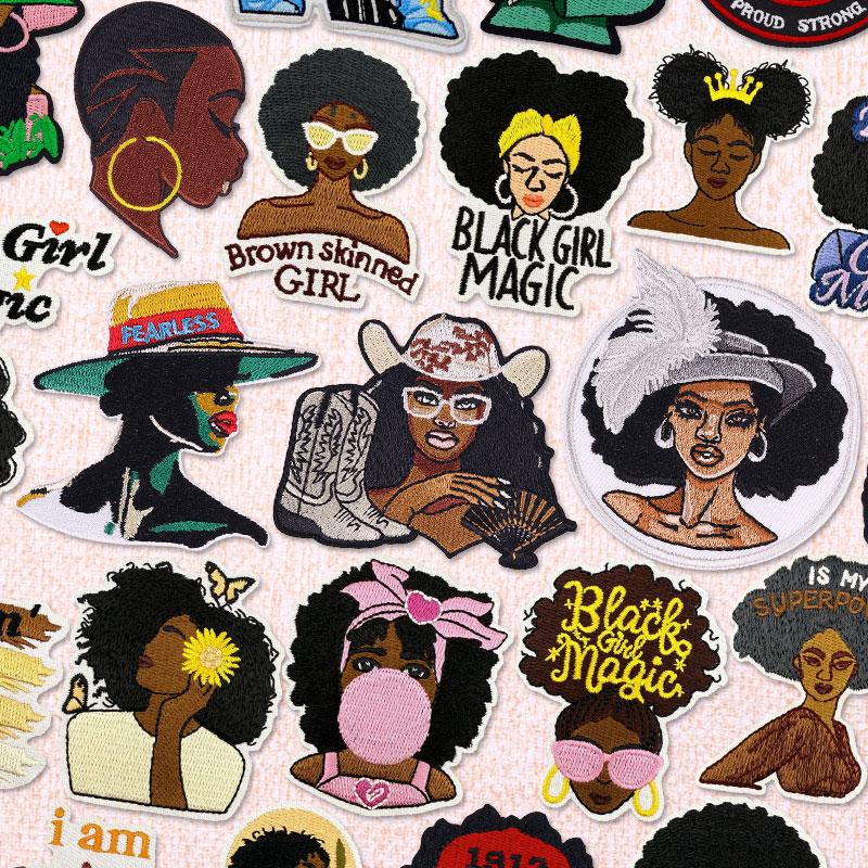 Black Girl Embroidery Patch Iron On Patches For Clothing Black Girl Magic Patches On Clothes DIY Sewing Ironing Patch Applique