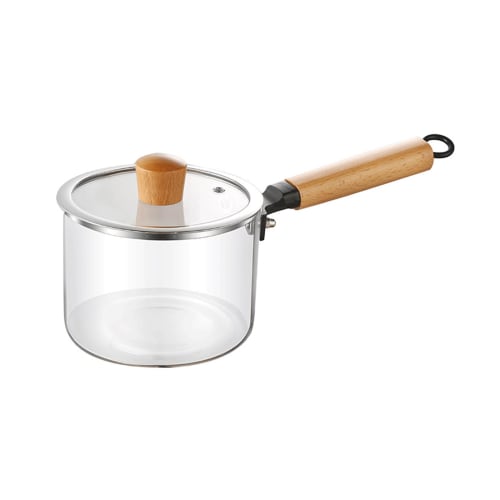 1.5L Glass Pot with Lid and Handle, Perfect for Milk, Breakfast, Ramen, and Simmering. Multi-Purpose Glass Pot, Soup Pot, Deep Pot, Small Pot, Heat-Re