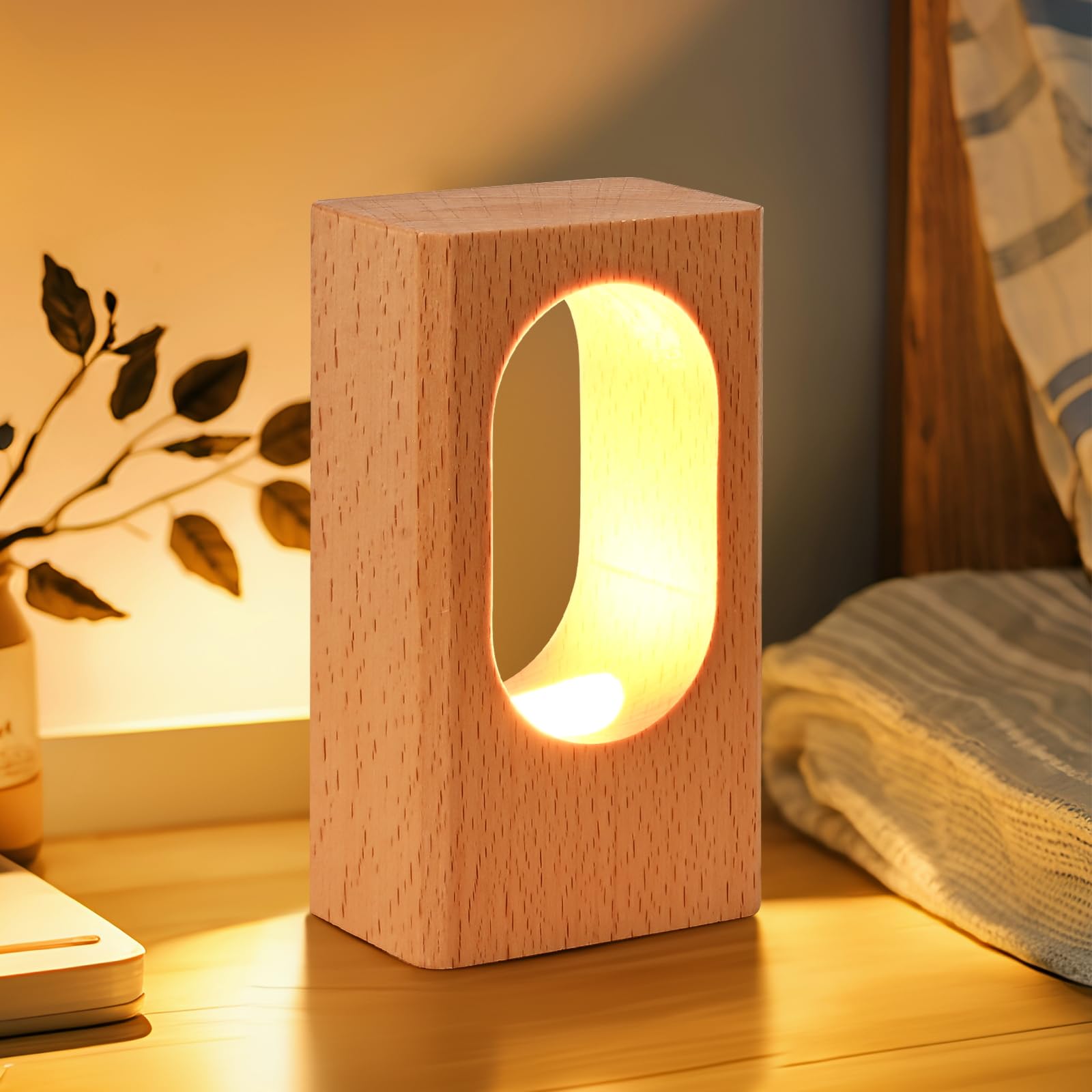 

LED Wooden Table Bedroom Bedside Night Dimmable LED Creative Home Decoration Desk Unique Housewarming Gift Lamp, Light, Lighting, Lamp, білий