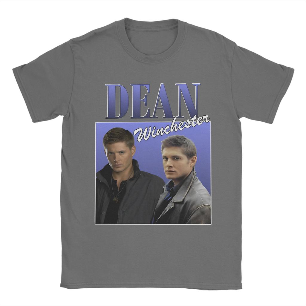 Leisure Supernatural Dean Winchester Tshirt Crewneck Short Sleeve Tops Shirts Movie TV Series Cotton Summer Tops Shirts