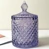 European Multicolor Crystal Glass Storage Jar,Candy Glass Jar with Lid Aromatherapy Candlestick Swab Container Home Decoration