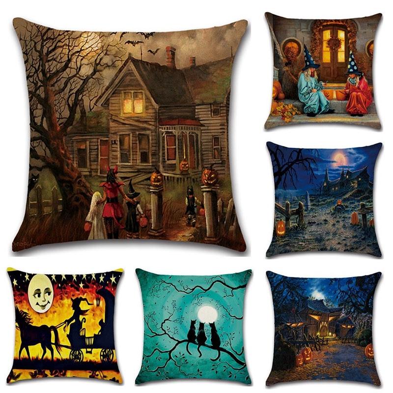 High-quality Flax Halloween Pumpkin Pillow Covers For Witch And Haunted House Decor