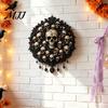 Textured Wall Hangings Gothic Halloween Decor, Vintage Relief Skull Ghost Bat Atmosphere Props Plaque, Dark Aesthetic Hanging Art for Entryway
