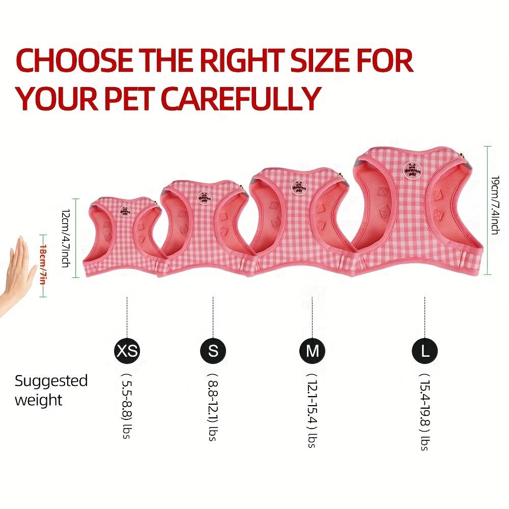 1pc Reflective Plaid Dog Harness with Leash, Breathable Polyester Mesh, Safety Traction Buckle, No-Battery Night Visibility, Under 4ft  for Small Dogs