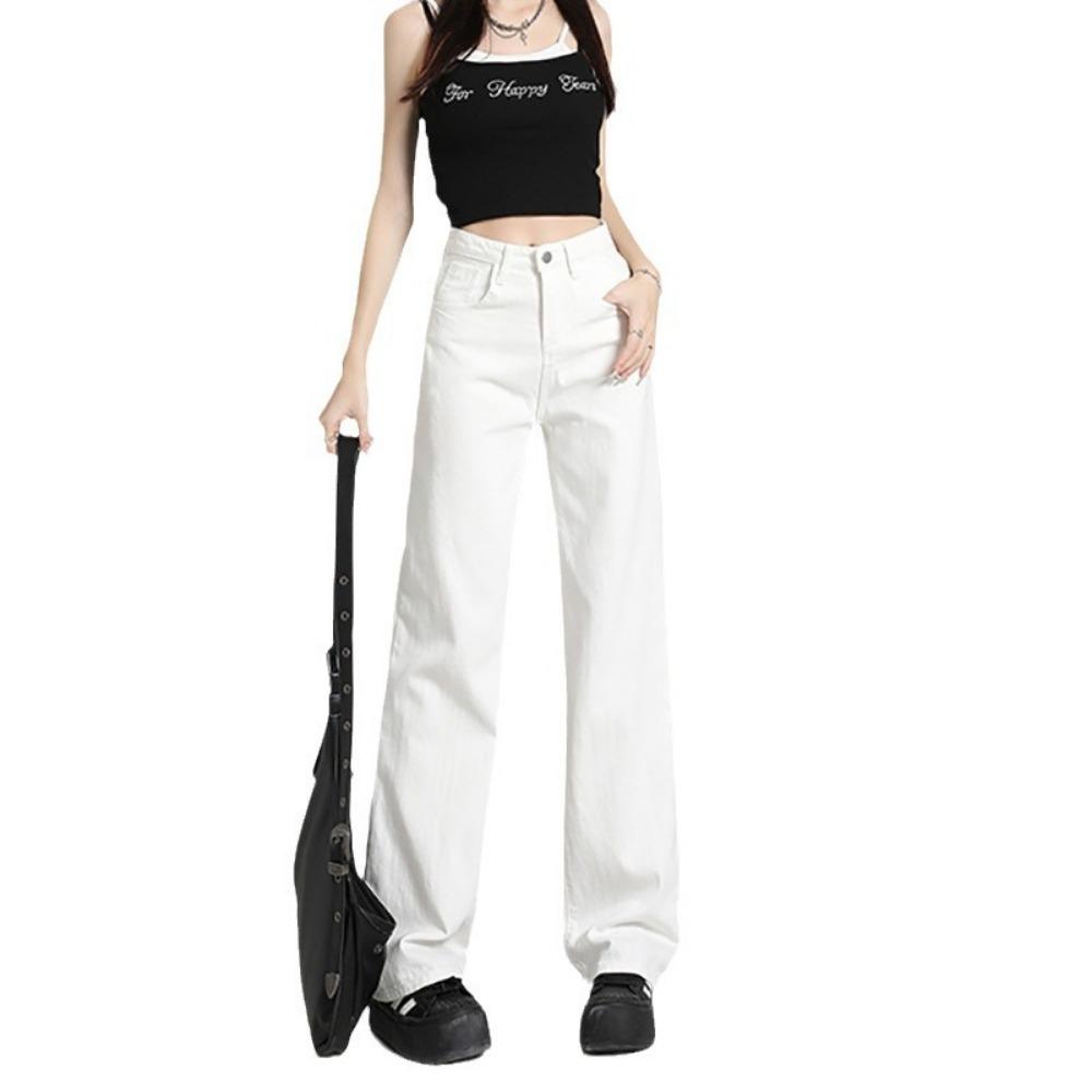 Spring and Autumn New Thin Fashion and Simple Wide-leg Denim Straight-leg Pants Women's Drape Feeling Shows Height and Thinness Mopping Tide