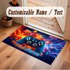 Game Controller Theme Crystal Velvet Floor Rug Personalized Custom Name Text Warm Carpet Home Decoration
