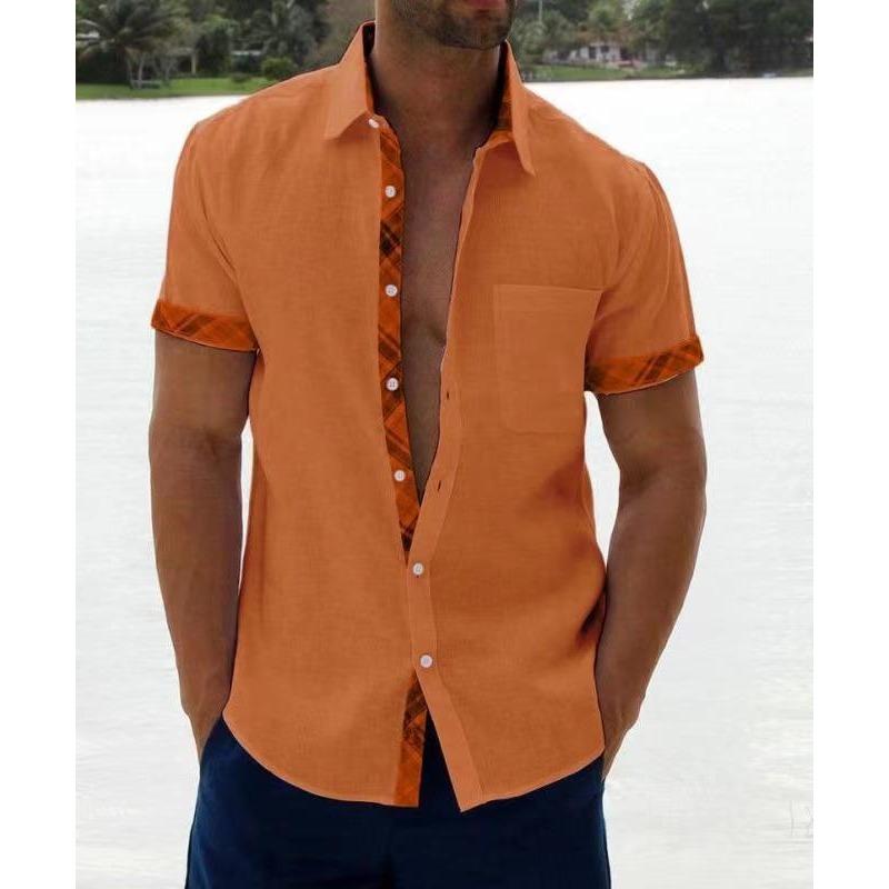 Summer New Arrival Men Lapel Short Sleeve Shirt Casual Classic Versatile Daily Fashion Tops