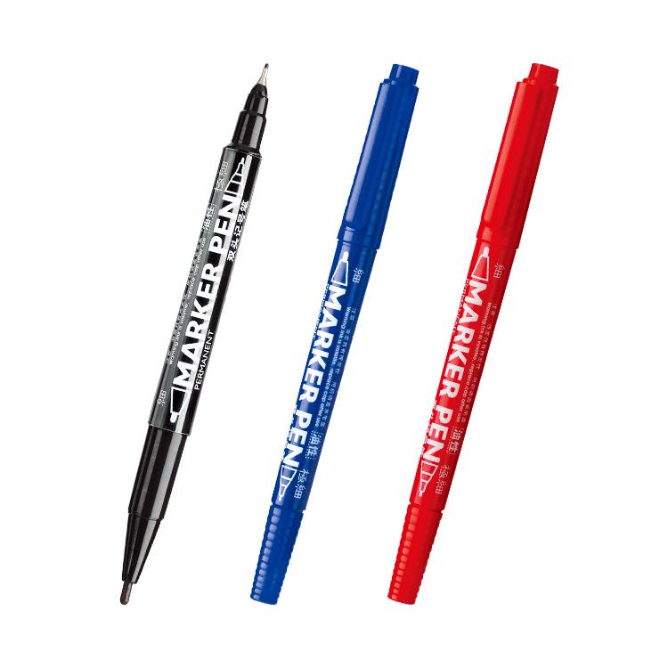 Small Double-Ended Black Oil-Based Quick-Drying Liner Pen for Children's Drawings and Outlining