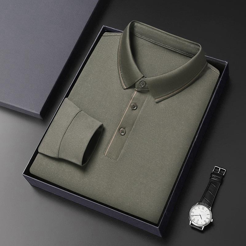 Father'S Wear Men'S Medium Loose Lapel Comfortable Casual Long Sleeve T-Shirt Polo Shirt