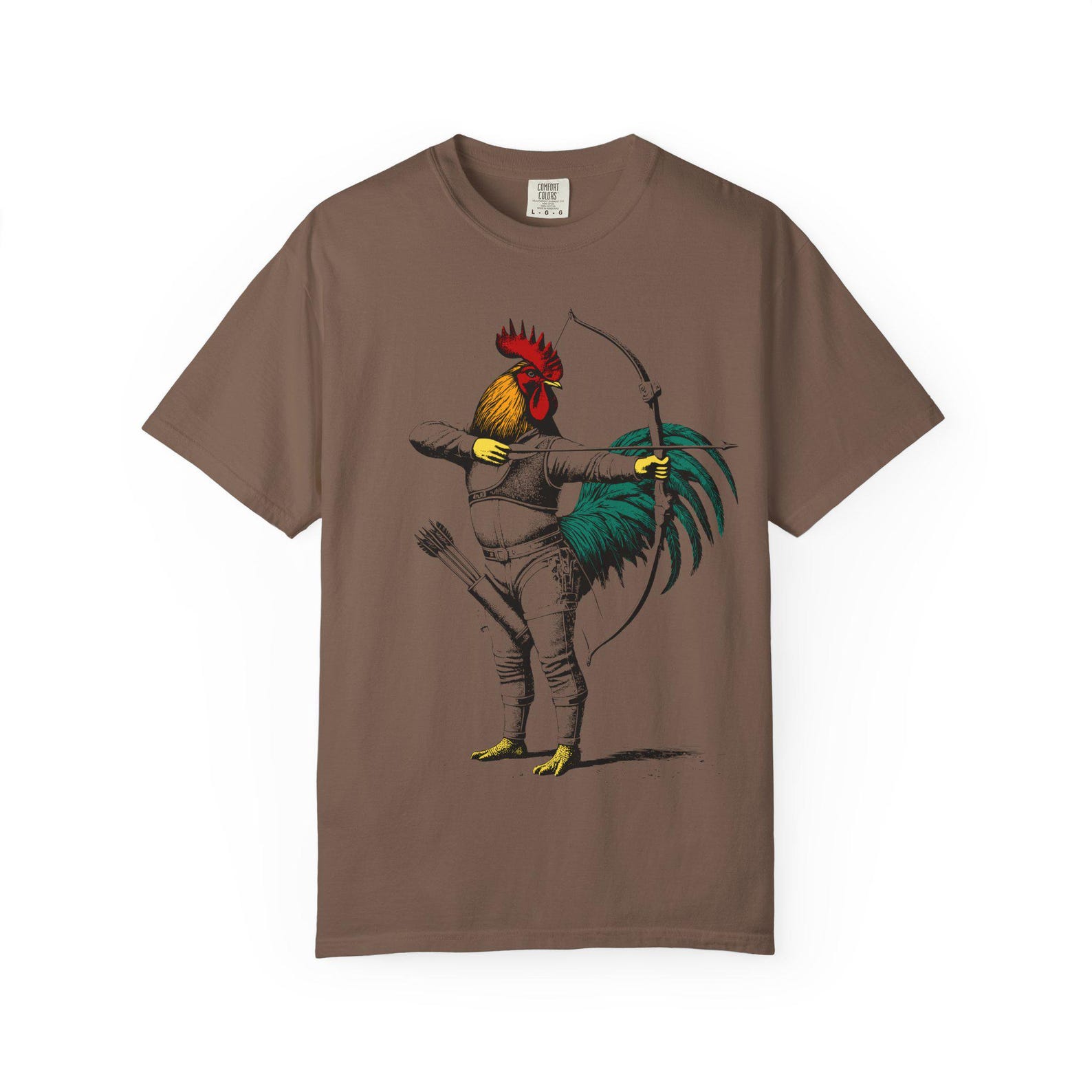 Rooster Archer T-Shirt, Vintage Style Bow and Arrow Fan Gift L