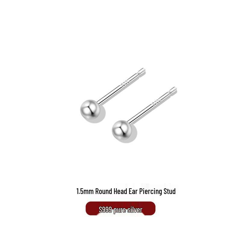 Elegant S999 Pure Silver Stud Earrings for Women – Simple, Versatile, Care-Friendly, and Perfect for All-Day Wear.