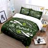 3Pcs St. Patrick's Day Bedding Set, Green Shamrock "Luck of the Irish" Print Duvet Cover Set, Festive Irish Holiday Pattern